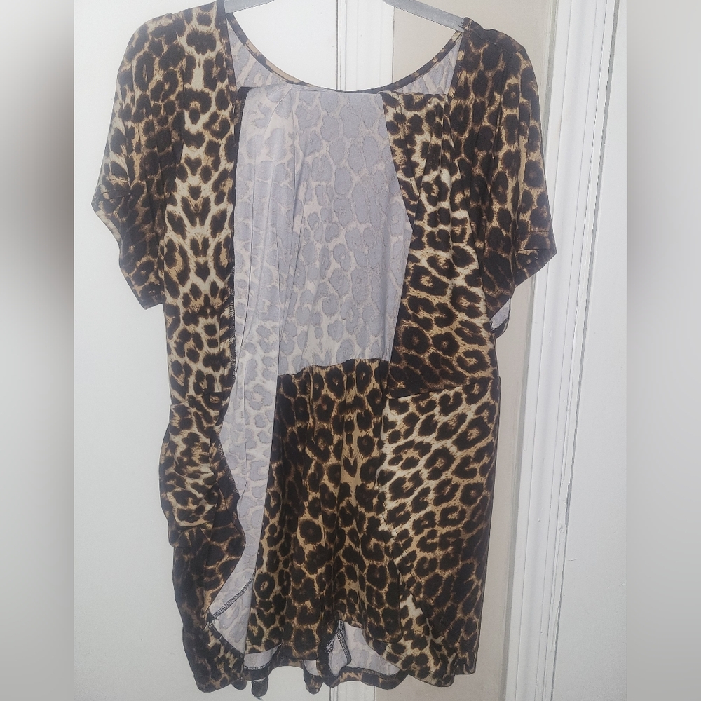 Leopard Print Women's 2 In 1 Dress, Shorts Underneath